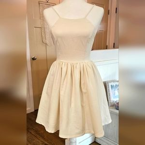 Worn Once - LULU'S -  Cream Backless Fit and Flare Dress - Size Small